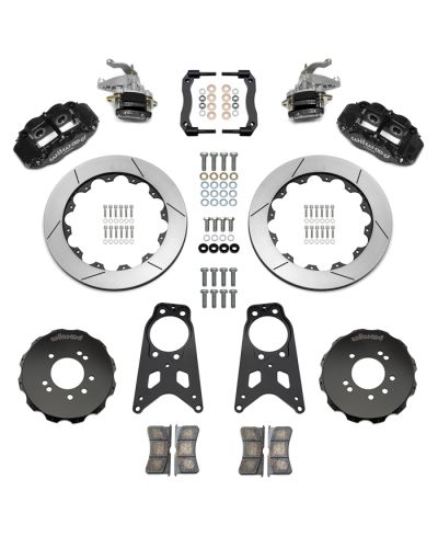 KIT GROS FREINS ARRIERE RAINURES SUPERLITE 4 PISTONS (342MM) & FREIN A MAIN MC4 NISSAN 240SX (89-98) - WILWOOD
