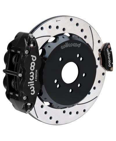 KIT GROS FREINS ARRIERE PERCES & RAINURES SUPERLITE 4 PISTONS (342MM) & FREIN A MAIN MC4 NISSAN 240SX (89-98) - WILWOOD