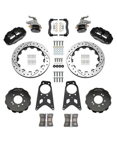 KIT GROS FREINS ARRIERE PERCES & RAINURES SUPERLITE 4 PISTONS (342MM) & FREIN A MAIN MC4 NISSAN 240SX (89-98) - WILWOOD